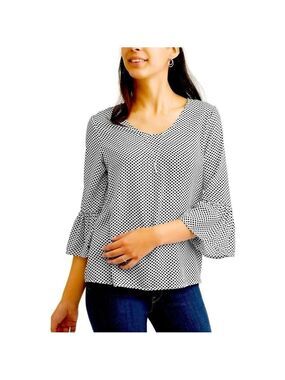 Como Black ruffled sleeve blouse size small